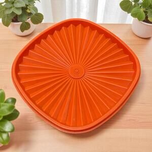 Tupperware Canister Servalier Replacement Lid Starburst Dark Orange 7" 839 VTG